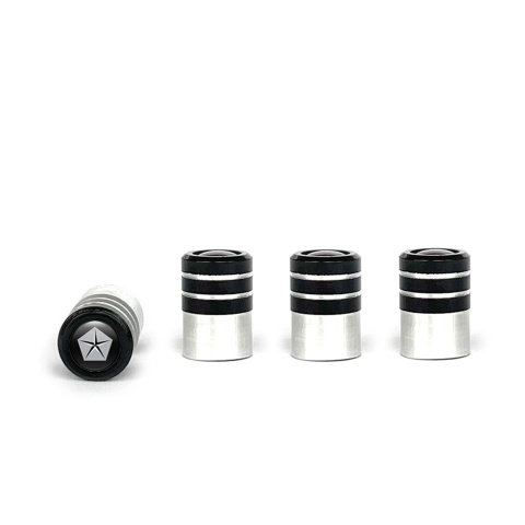 Chrysler Valve Caps 4 pcs Black Silicone Sticker with Grey Logo