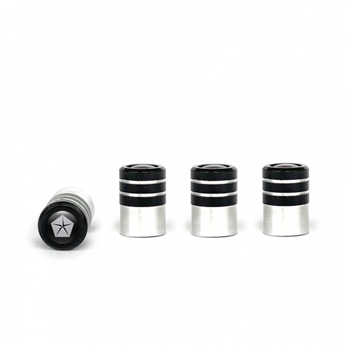 Chrysler Valve Caps 4 pcs Black Silicone Sticker with Grey Logo