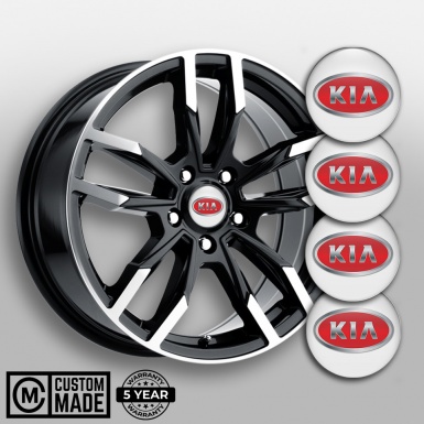 Kia Silicone Stickers for Center Wheel Caps White Metallic Red Logo