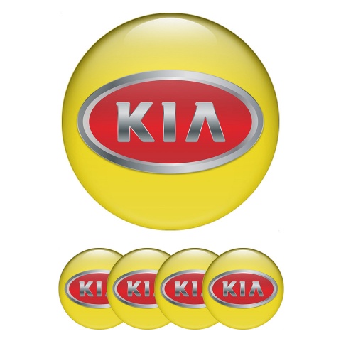 Kia GT Wheel Emblem for Center Caps Yellow Metallic Red Logo Edition
