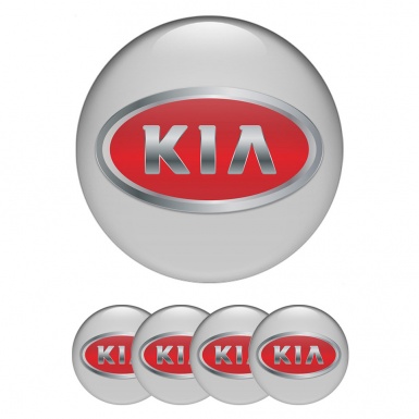 Kia GT Stickers for Wheels Center Caps Grey Steel Effect Red Logo