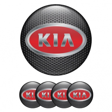 Kia GT Emblem for Center Wheel Caps Dark Mesh Steel Effect Red Logo