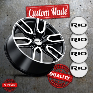 Kia Rio Emblems for Center Wheel Caps White Fill Black Logo Edition