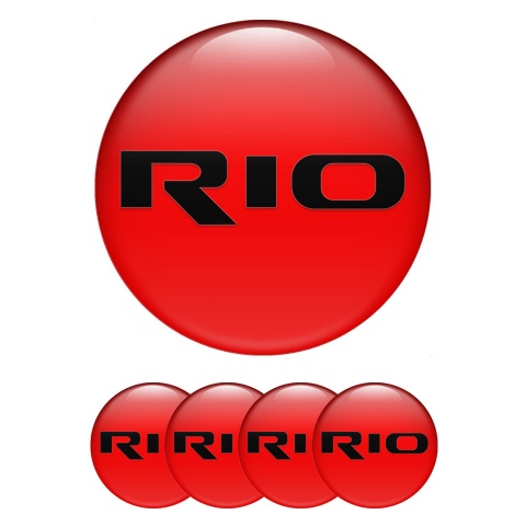 Kia Rio Wheel Stickers for Center Caps Red Fill Black Logo Edition