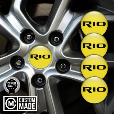 Kia Center Caps Wheel Emblem Yellow Background Black Logo Design