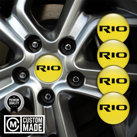 Kia Center Caps Wheel Emblem Yellow Background Black Logo Design
