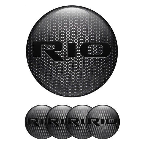Kia Rio Wheel Emblem for Center Caps Steel Mesh Black Logo Motif