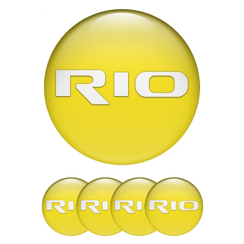 Kia Rio Center Wheel Caps Stickers Yellow Base White Logo Edition