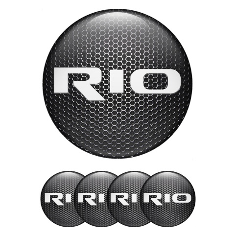 Kia Rio Center Caps Wheel Emblem Metallic Grate White Logo Variant