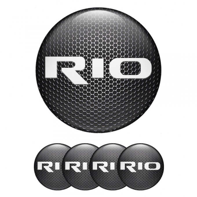Kia Rio Center Caps Wheel Emblem Metallic Grate White Logo Variant