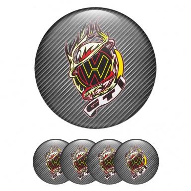 VW GTI Wheel Emblem for Center Caps Carbon Fiber Burning Logo Motif