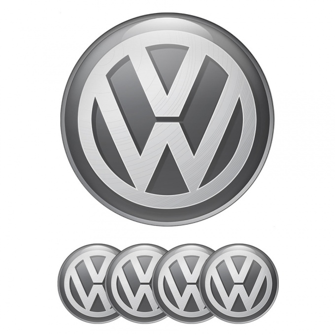 VW Silicone Stickers for Center Wheel Caps Grey Ring Light Ornament Logo