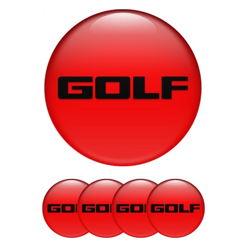 VW Golf Silicone Stickers for Center Wheel Caps Red Base Black Logo
