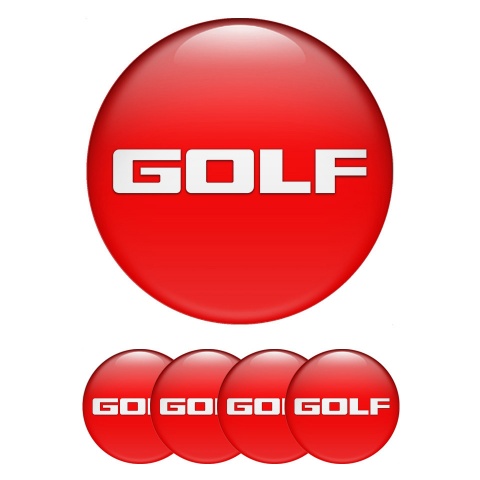 VW Golf Emblem for Center Wheel Caps Red Fill White Logo
