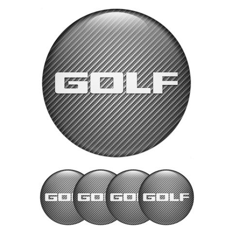 VW Golf Wheel Stickers for Center Caps Carbon Fiber White Logo Design