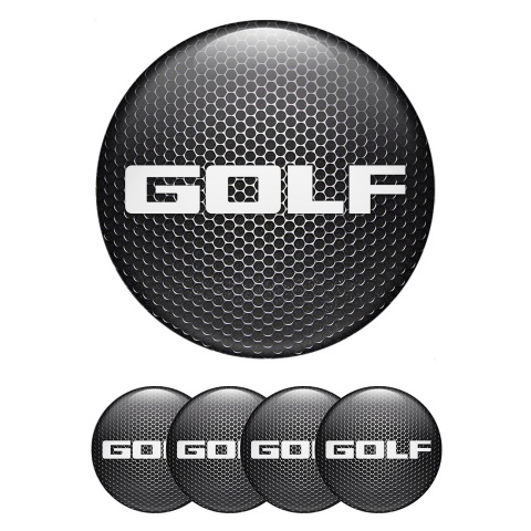 VW Golf Center Caps Wheel Emblem Steel Grate White Logo Design