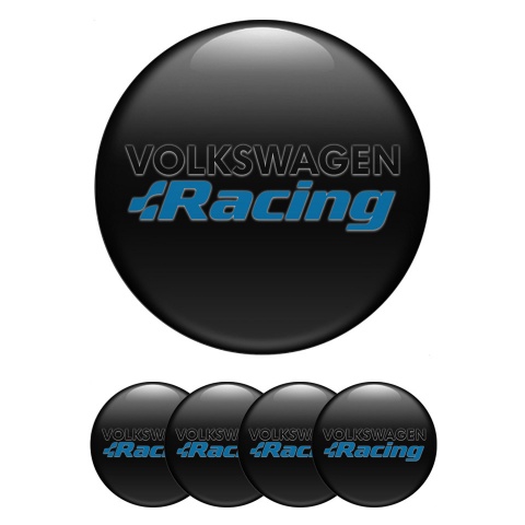 VW Wheel Emblem for Center Caps Black Blue Racing Logo