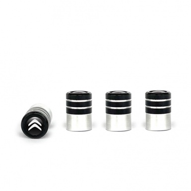 Citroen Valve Caps 4 pcs Black Silicone Sticker with White Logo
