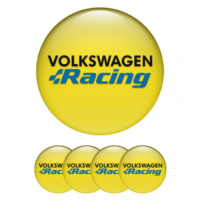 VW Emblem for Center Wheel Caps Yellow Blue Racing Logo Edition