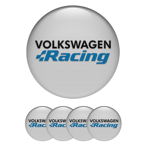VW Center Wheel Caps Stickers Grey Blue Racing Logo Edition