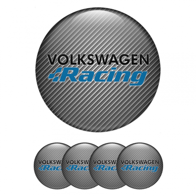 VW Emblems for Center Wheel Caps Light Carbon Blue Racing Edition