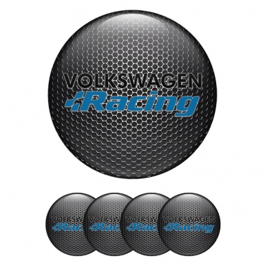 VW Center Wheel Caps Stickers Dark Mesh Blue Racing Edition