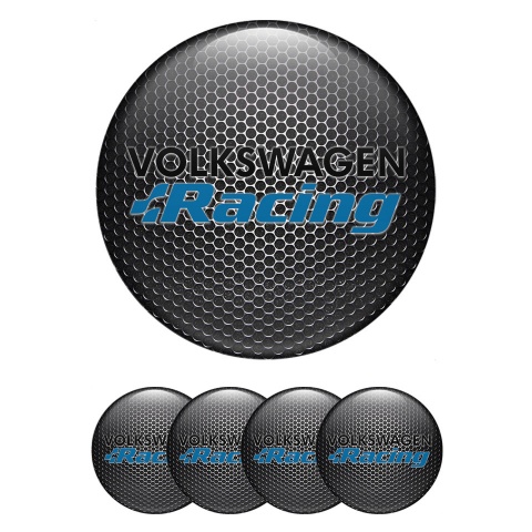 VW Center Wheel Caps Stickers Dark Mesh Blue Racing Edition
