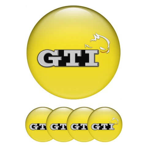 VW GTI Wheel Stickers for Center Caps Yellow Base Monster Face Edition