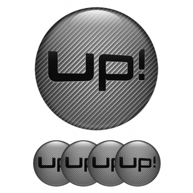 VW Up Emblem for Wheel Center Caps Carbon Fiber Black Logo Edition