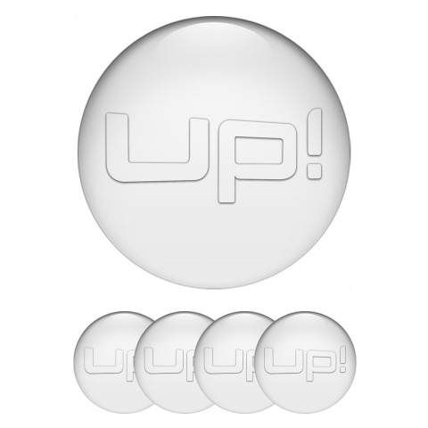 VW Up Emblems for Center Wheel Caps White Base Transparent Logo