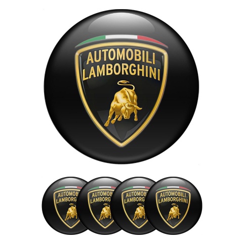 Lamborghini Emblem for Center Wheel Caps Black Classic Shield Italian Banner