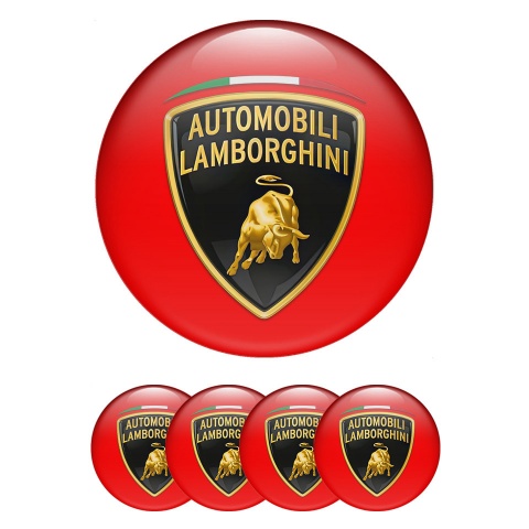 Lamborghini Center Wheel Caps Stickers Red Classic Shield Italian Flag