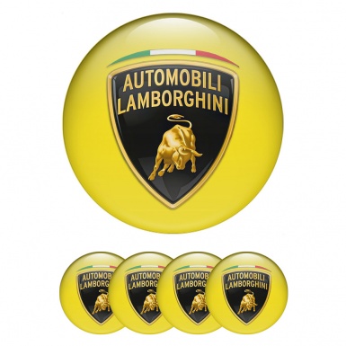 Lamborghini Emblems for Center Wheel Caps Yellow Classic Shield Italian Flag