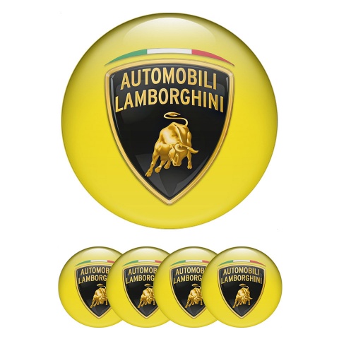 Lamborghini Emblems for Center Wheel Caps Yellow Classic Shield Italian Flag