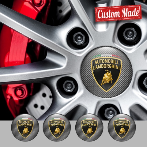 Lamborghini Center Caps Wheel Emblem Carbon Classic Shield Italian Flag