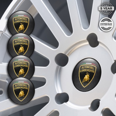Lamborghini Wheel Emblem for Center Caps Dark Grate Effect Italian Flag