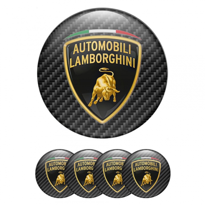 Lamborghini Stickers for Wheels Center Caps Black Carbon Italian Flag