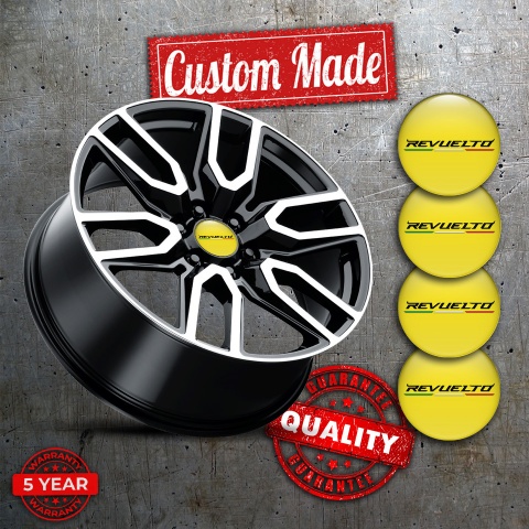 Lamborghini Revuelto Wheel Stickers for Center Caps Yellow Italian Design