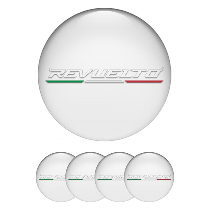 Lamborghini Revuelto Center Wheel Caps Stickers Pearl White Edition