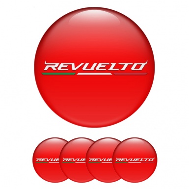 Lamborghini Revuelto Emblems for Center Wheel Caps Red White Edition