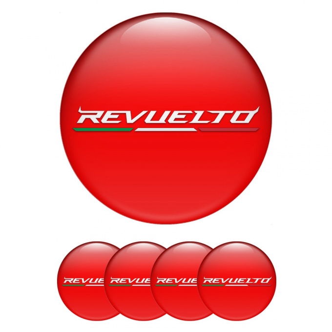Lamborghini Revuelto Emblems for Center Wheel Caps Red White Edition
