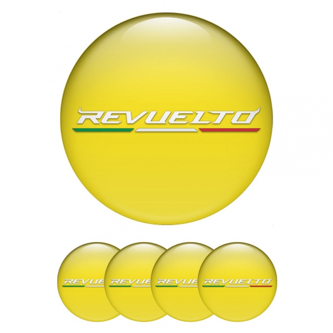 Lamborghini Revuelto Wheel Stickers for Center Caps Yellow White Edition
