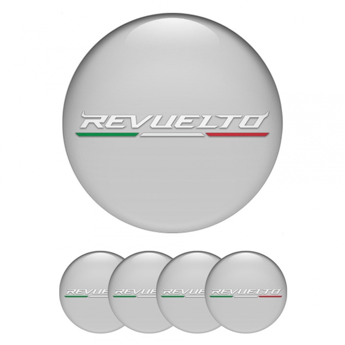 Lamborghini Revuelto Center Caps Wheel Emblem Grey White Edition