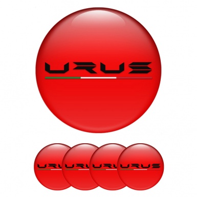 Lamborghini Urus Emblems for Center Wheel Caps Red Base Black Logo