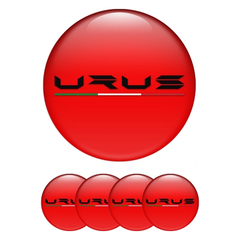 Lamborghini Urus Emblems for Center Wheel Caps Red Base Black Logo