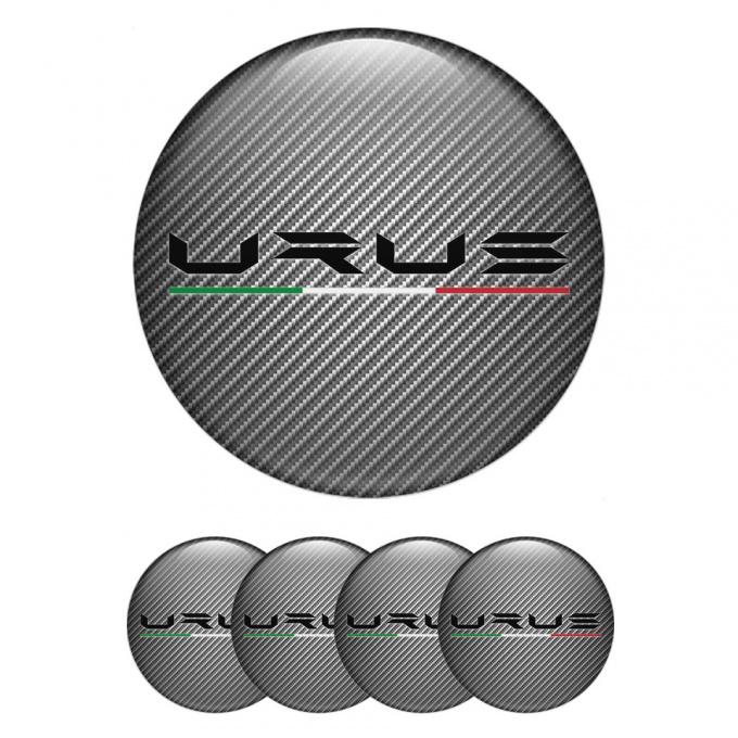 Lamborghini Urus Stickers for Wheels Center Caps Carbon Base Black Logo