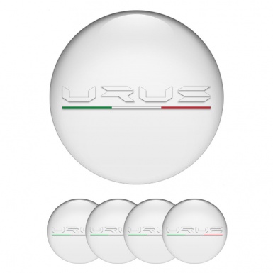 Lamborghini Urus Domed Stickers for Wheel Center Caps Pearl White Logo