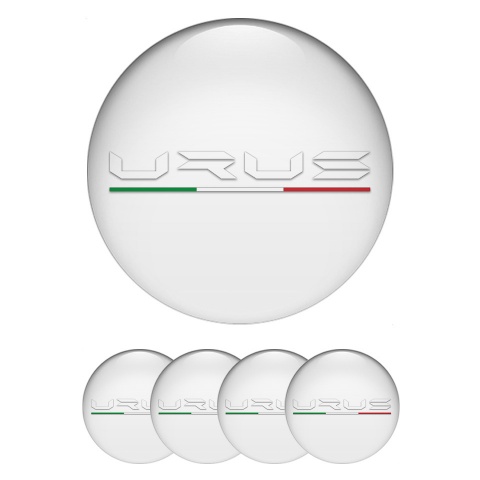 Lamborghini Urus Domed Stickers for Wheel Center Caps Pearl White Logo