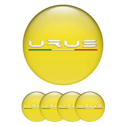 Lamborghini Urus Emblem for Wheel Center Caps Yellow Base White Logo