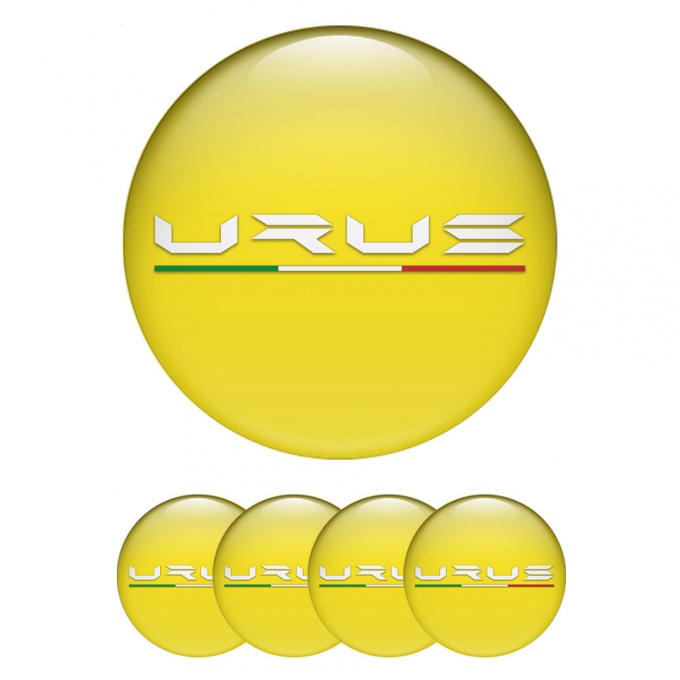 Lamborghini Urus Emblem for Wheel Center Caps Yellow Base White Logo